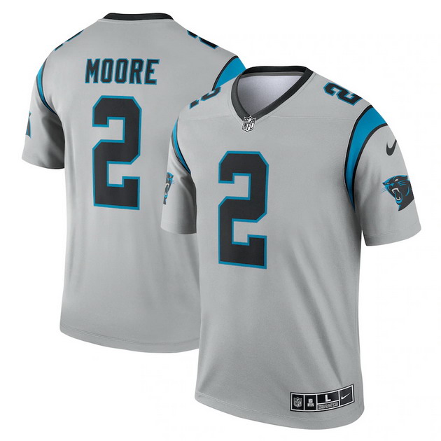 mens nike dj moore silver carolina panthers inverted legend jersey